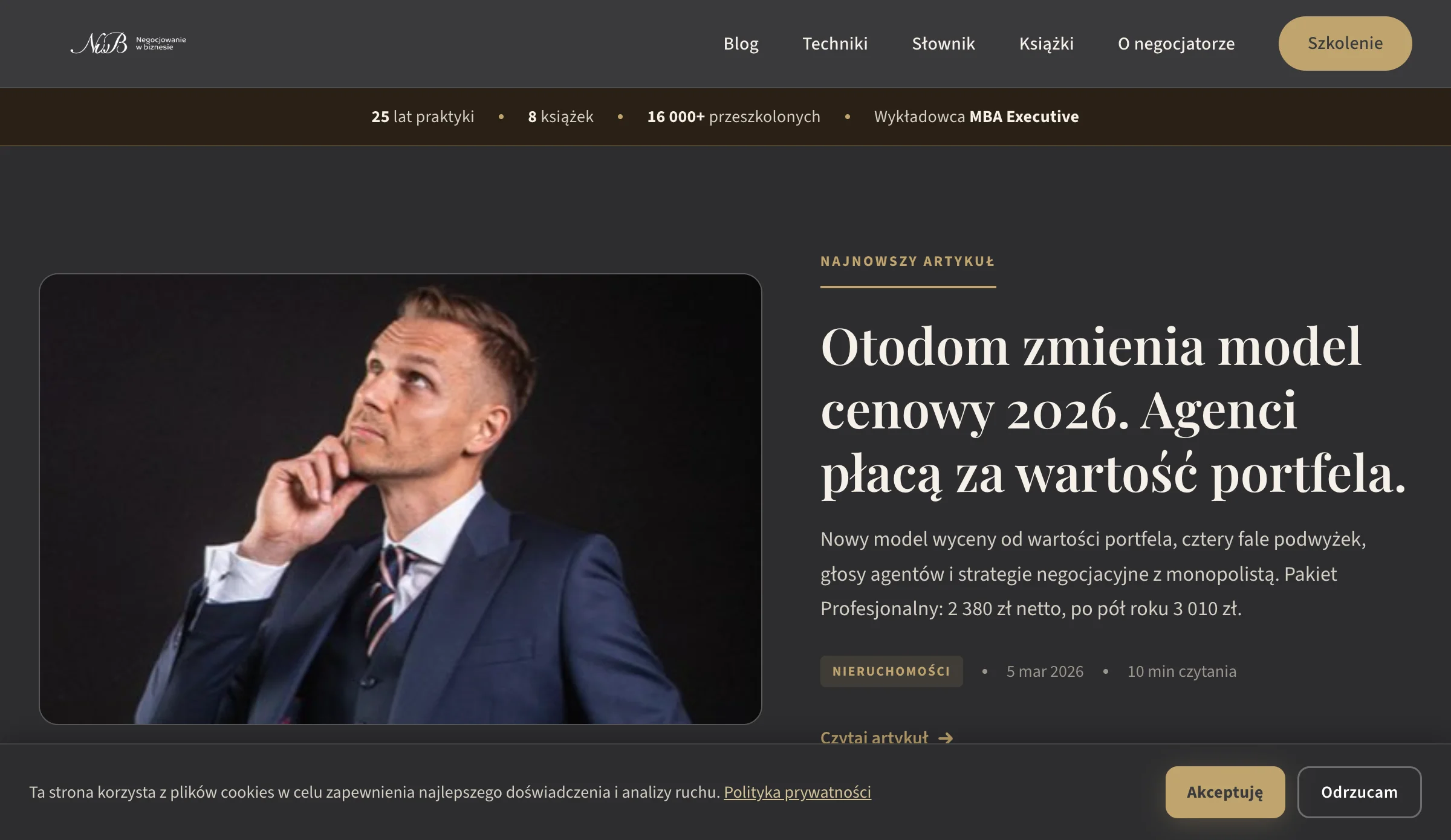 Screenshot strony negocjowaniewbiznesie.pl